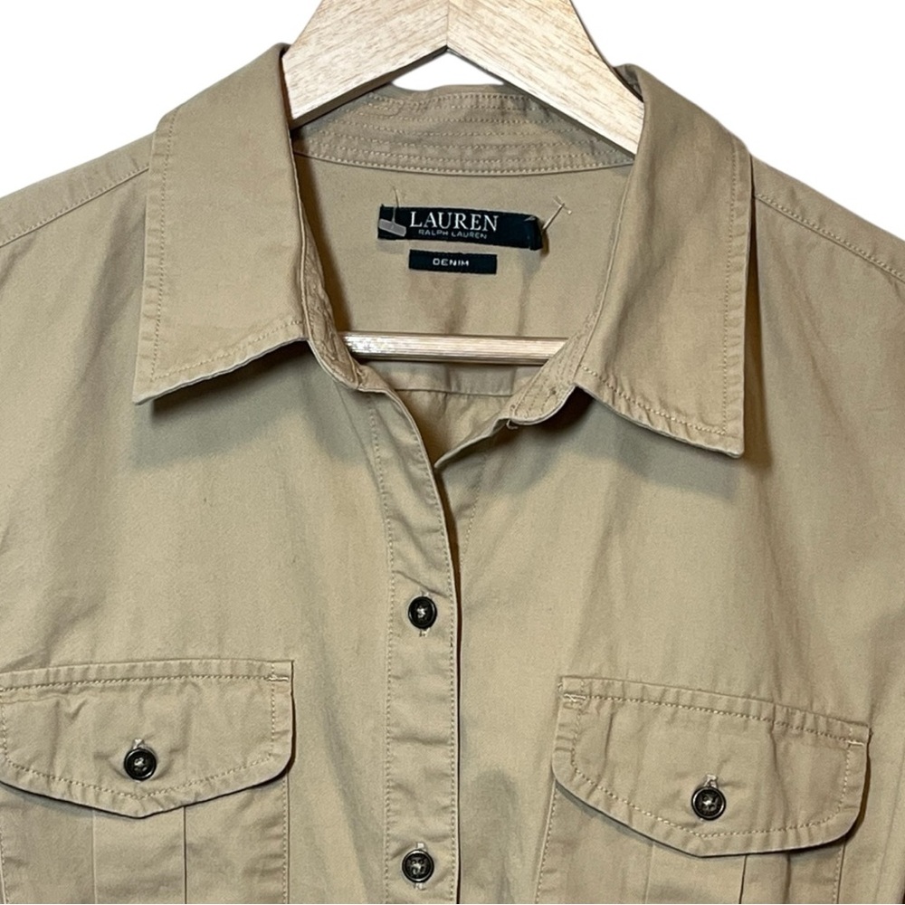Ralph Lauren Tan Shirt Dress with Tie Waist - Picture 3 of 11